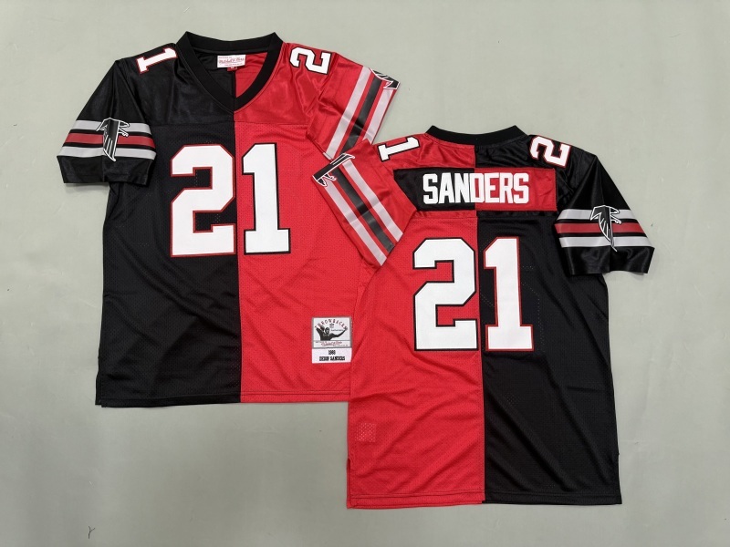 Men 2025 Atlanta Falcons #21 Sanders black red Throwback Limited NFL Jersey style 001->atlanta falcons->NFL Jersey